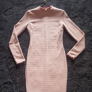 Fashion Nova Blush Pink Bodycon Ribbed Dress